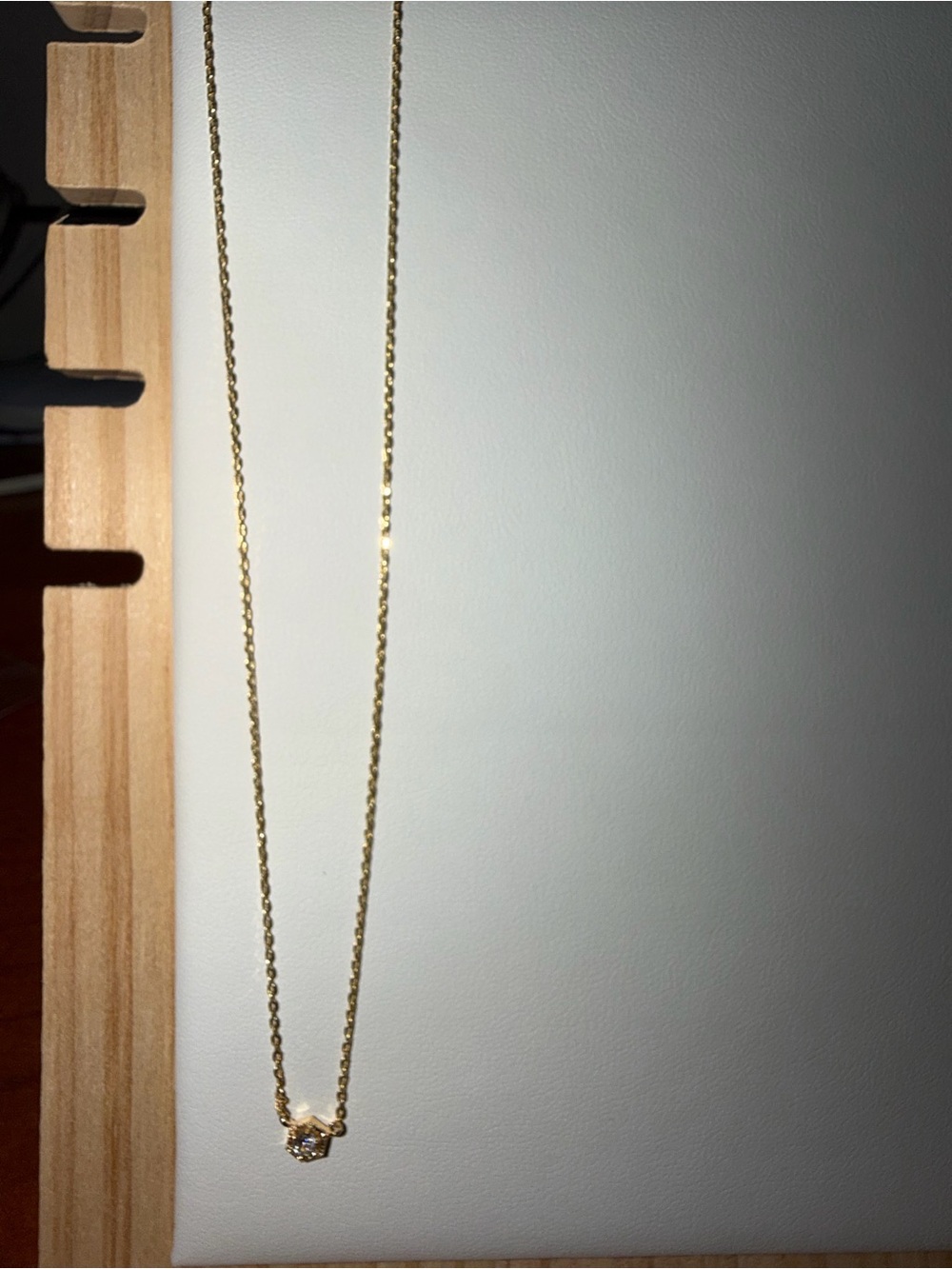 Gold Pendant Necklace with Clear Stone